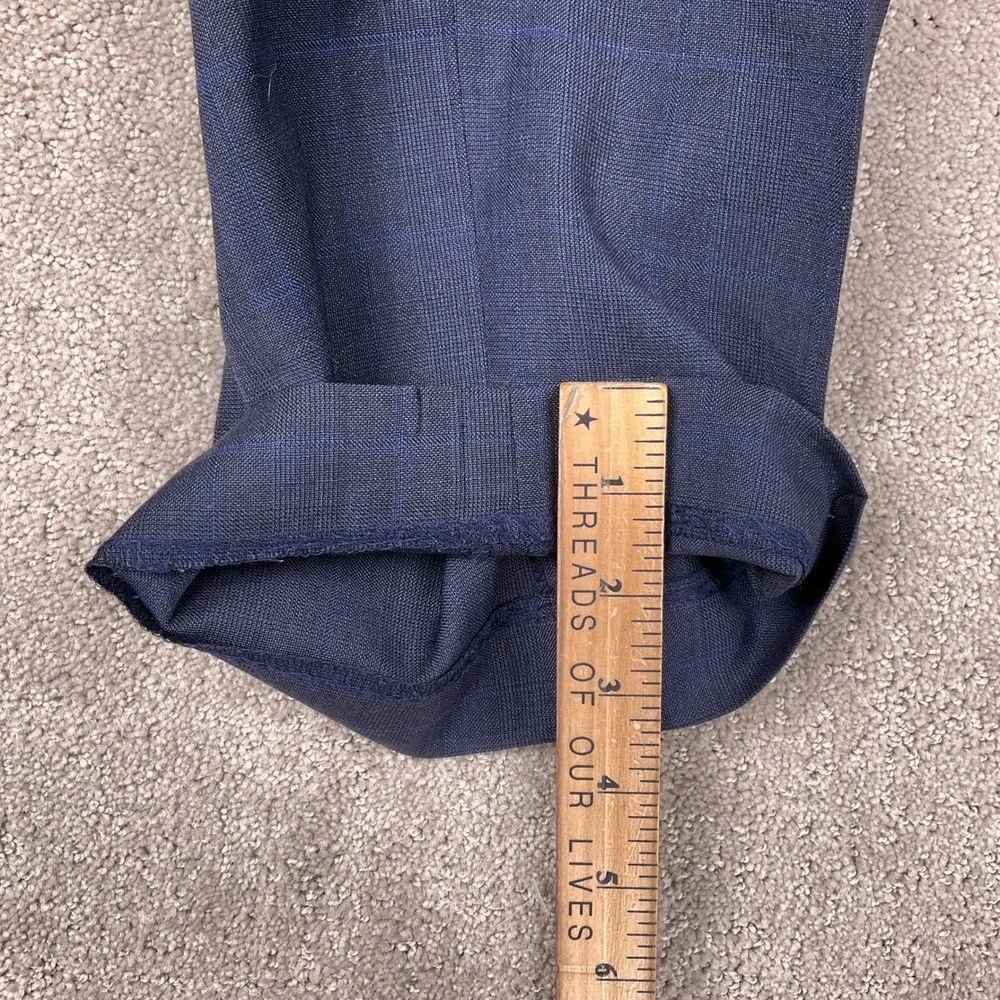 Lauren Ralph Lauren Pants Men 42W 32L‎ Blue Plaid Wool Stretch Dress Trousers